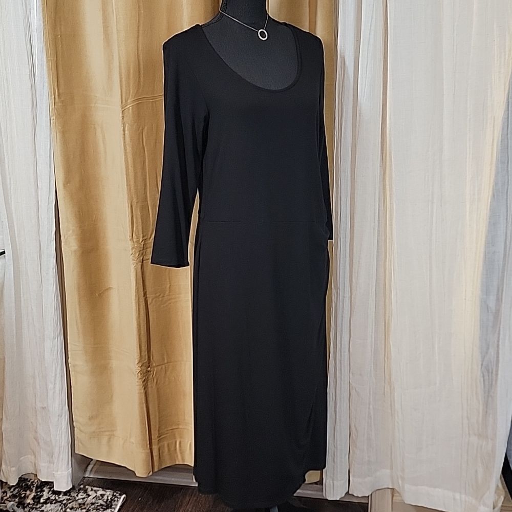 Pure Collection Black Ruched Jersey Knit Dress - Picture 7 of 16